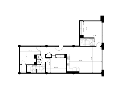 Floor plan for 3 beds, 2 baths, 1570 sqft